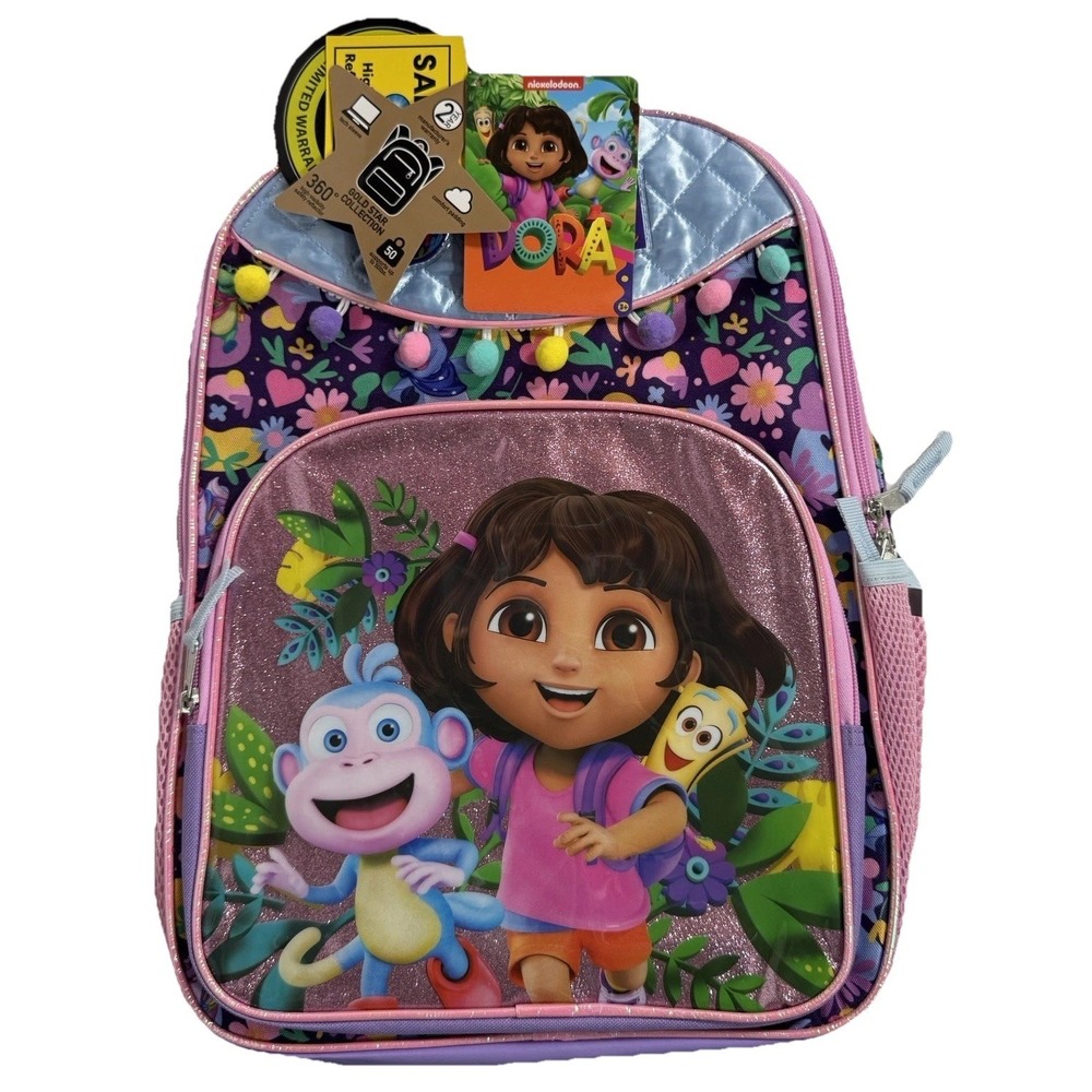 Dora Backpack Kids NWT‎ Boots Map Purple Explorer Nickelodeon 16"